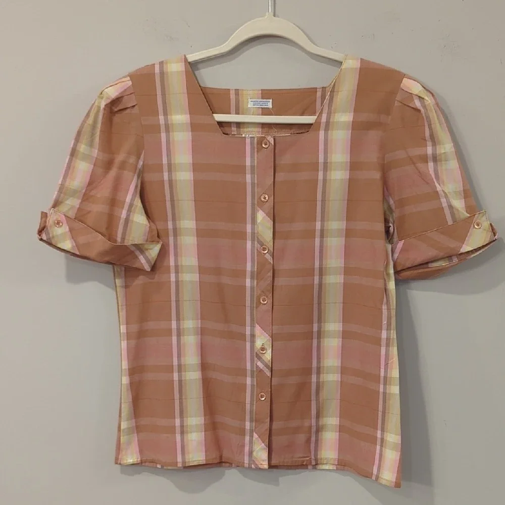 Vintage Levi's Plaid Blouse Button Up‎ size 12